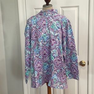 Denim D & Co jacket Paisley purple turquoise white womens plus size 3X brand new